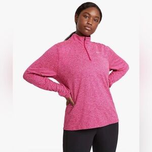 Nike Dri Fit Element Womens Red 1/2 Half Zip Top Running Athletic Shirt